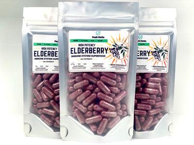 Organic Elderberry Capsules - 5000mg 10x Potency - Immune System Wellness Booster - Peak Herbs